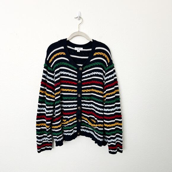 [La Ligne] x Target Navy Blue Textured Striped Cardigan Sweater Chunky Knit 2X - Picture 3 of 12
